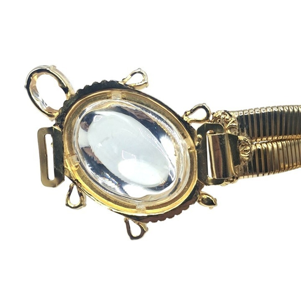 Schreiner Turtle Belt Clear Lucite High Domed Gold Tone Slinky Unsigned Vintage - Picture 4 of 7